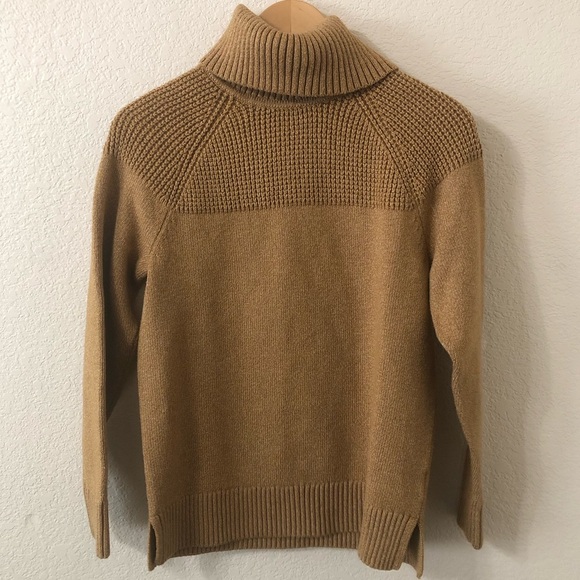 L.L. Bean The Essential Sweater Turtleneck in Toffee Yellow Heather - Size Small - Picture 1 of 5